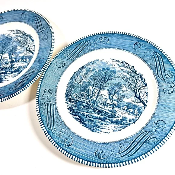 2 Currier & Ives Old Gist Mill Plates - Picture 4 of 8